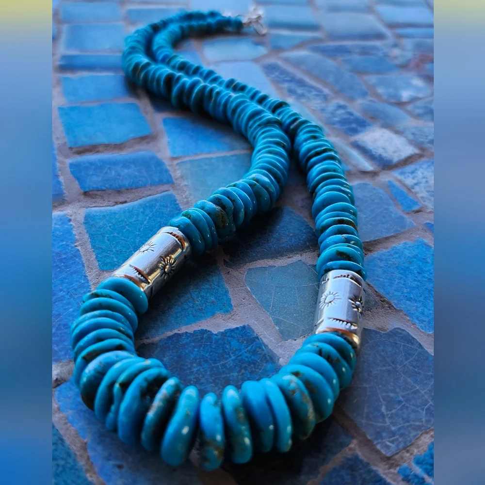 Sterling Silver Genuine Turquoise Necklace - Picture 8 of 17
